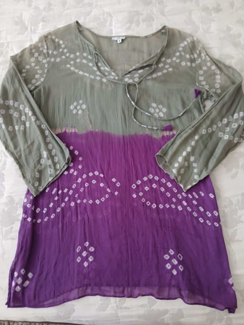 JOSHI Cotton Beach Tunic - magenta/ grey - M